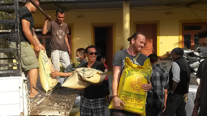 Delivering rice in Nepal