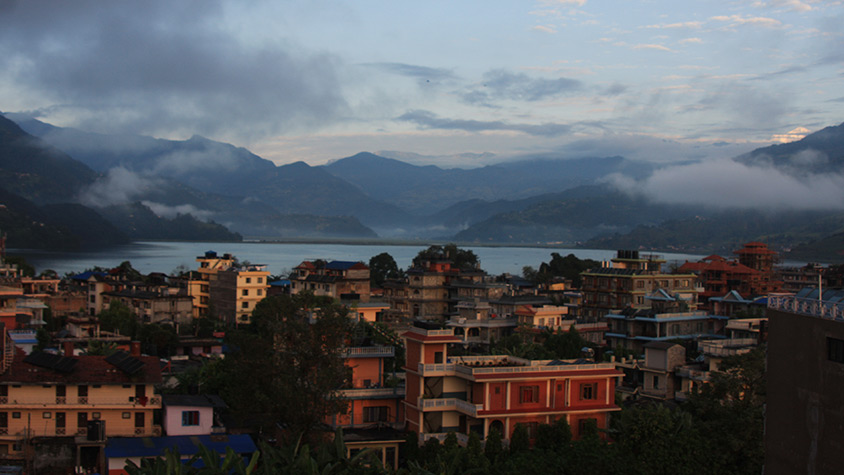 overlooking the town of pokhara